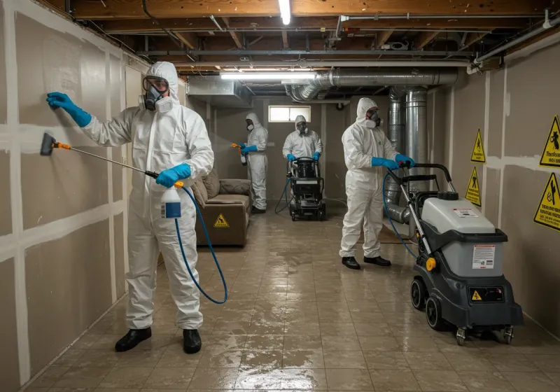 Basement Moisture Removal and Structural Drying process in Licking County, OH